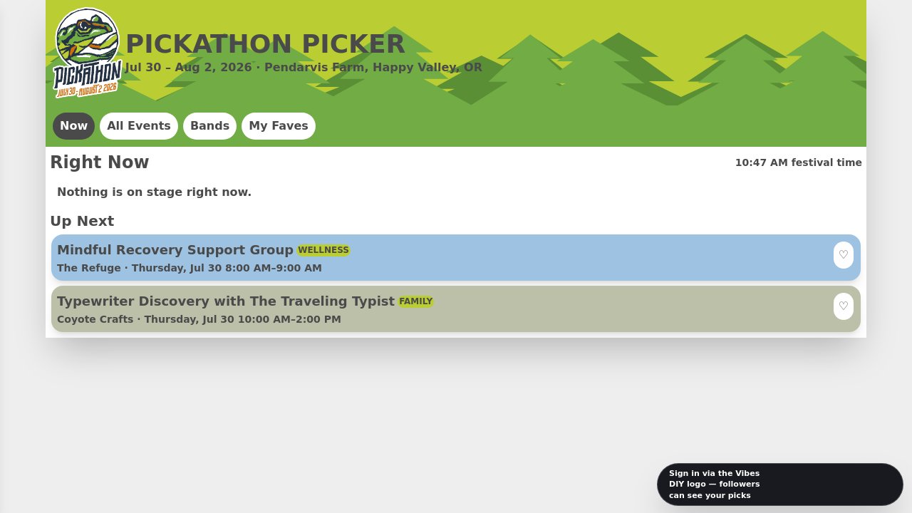 Screenshot of Pickathon Picker
